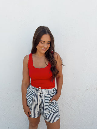Navy Stripe Shorts
