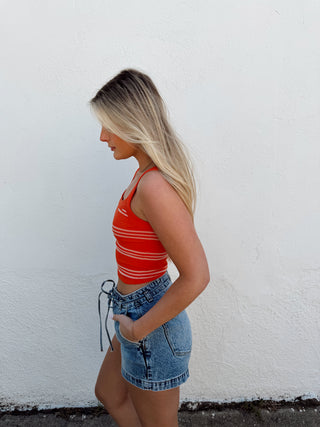 Cora Stripe Tank- Summer Fig Ivory