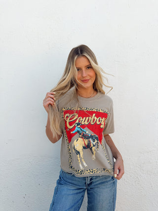 Leopard Edge Cowboy Cropped Tee