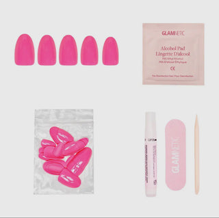 Glamnetic-Press On Nails/Hot Pink/Oval/Short