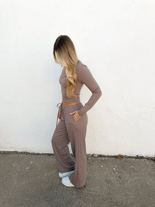 Sorin Stripe Pants - Mauve/Brown