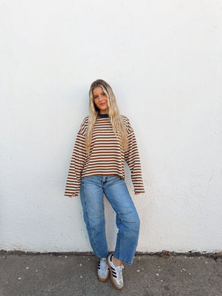 Rachel Top - Mocha & Blue