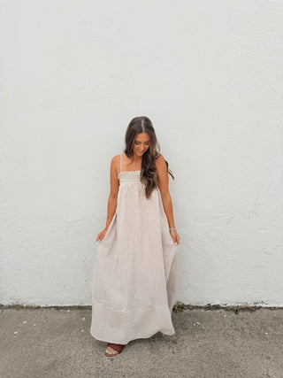 Emmy Striped Dress - Taupe
