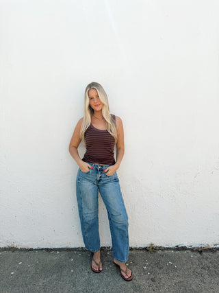Sofia Striped Tank - Brown