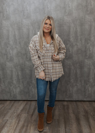 BF Flannel With Hood - Beige