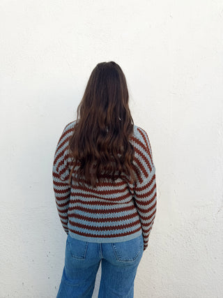 Brinley Knit Sweater - Blue/Camel