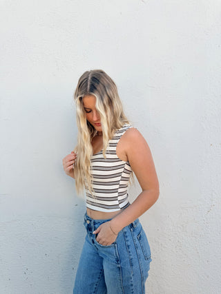 Jessa Tank- Cream/Brown