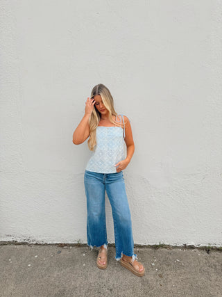 Mel Eyelet Top - Blue