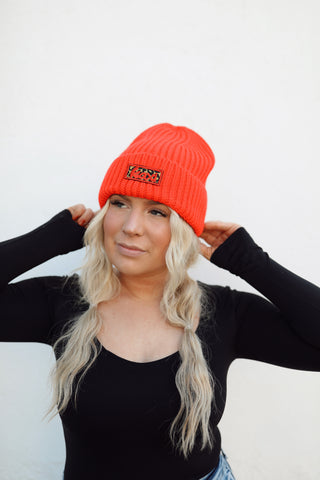 Red Cheetah Beanie