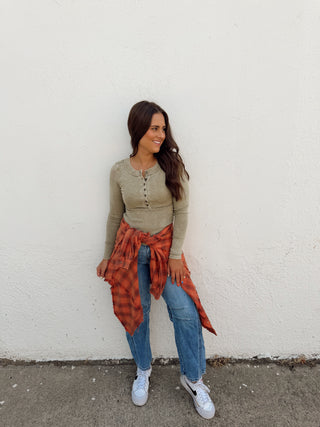 Elle Plaid Washed Flannel - Rust