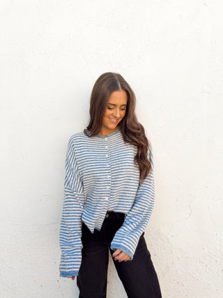 Piper Cardigan Sweater - Blue Stripe