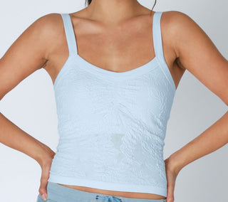 Island Lace Tank- Breezy Blue