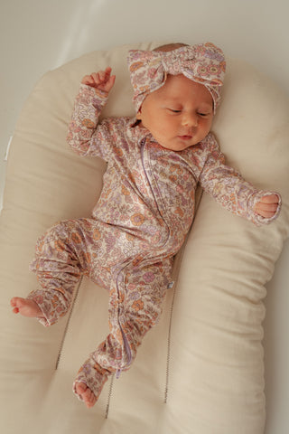 Lavender Flower Garden | Bamboo Zip Romper