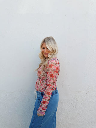 Floral Bloom Mesh Top