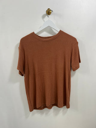Cozy Cashmere Ribbed Top- Rust