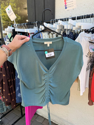 Teal Ruched Top