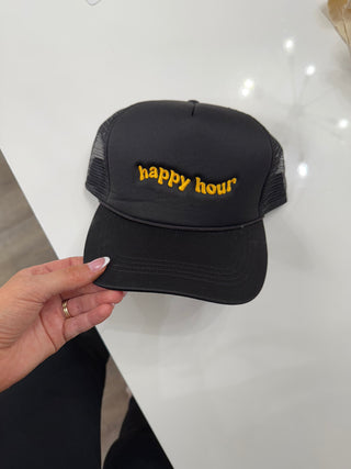 $10 Trucker Hat (Happy Hour)- Black