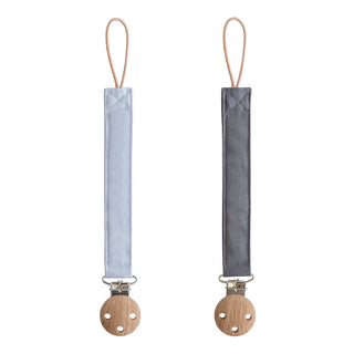 Linen Pacifier Clip 2-Pack - Powder Blue/Deep Sea