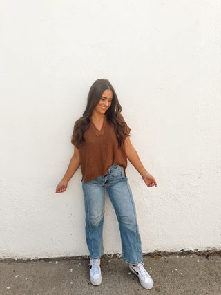 Jessa Sweater Top - Deep Camel