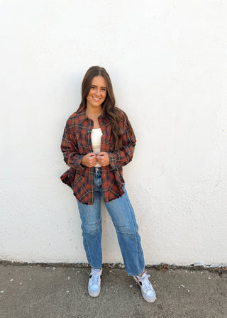 Elle Plaid Washed Flannel - Navy Mix