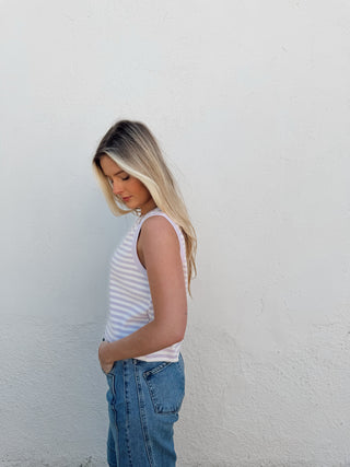 Lyla Striped Sleeveless Top - Lilac