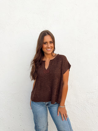 Jessa Sweater Top - Chocolate Brown