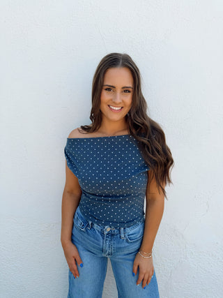 Patsy Polka Dot Top - Indigo