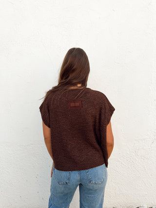 Jessa Sweater Top - Chocolate Brown