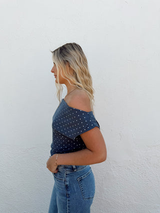 Patsy Polka Dot Top - Indigo