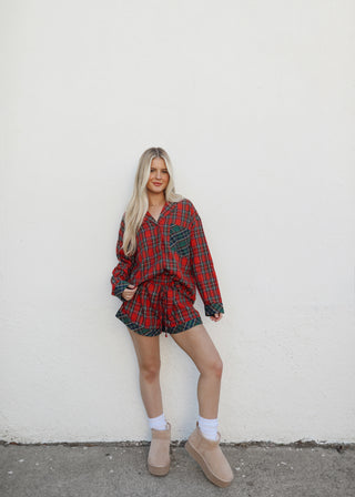 Plaid Pajama Short Set