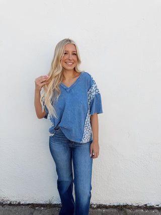 Elle Eyelet Top - Denim Blue