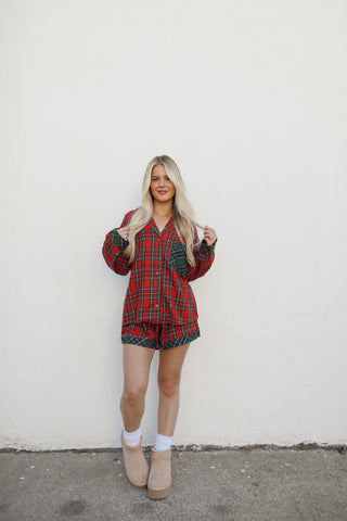 Plaid Pajama Short Set