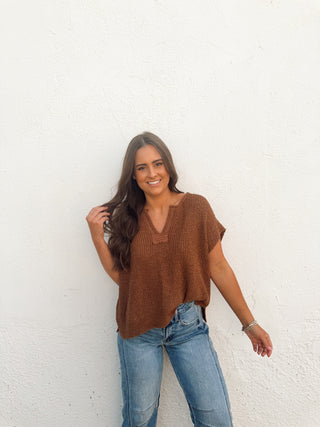 Jessa Sweater Top - Deep Camel