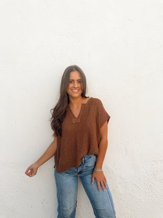 Jessa Sweater Top - Deep Camel