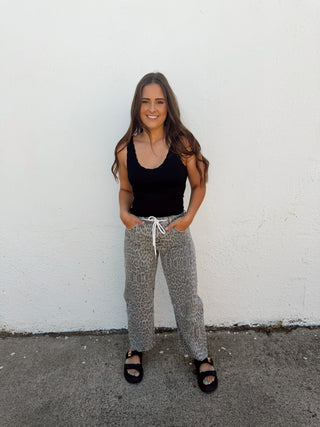 Josie Leopard Barrel Jeans
