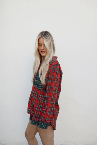 Plaid Pajama Short Set