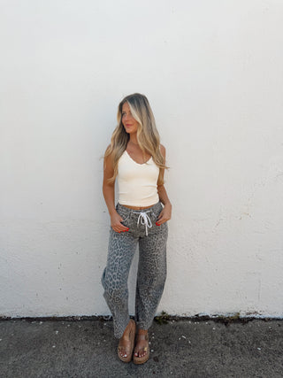 Josie Leopard Barrel Jeans