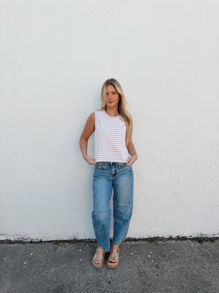 Lyla Striped Sleeveless Top - Lilac