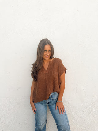 Jessa Sweater Top - Deep Camel