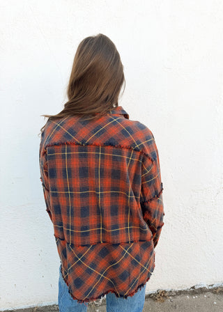 Elle Plaid Washed Flannel - Navy Mix