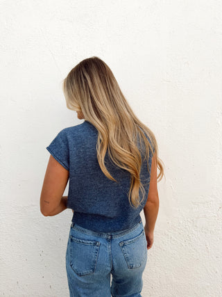 Rowan Sleeveless Cardigan - Blue