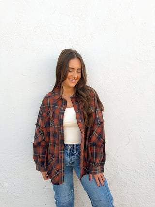 Elle Plaid Washed Flannel - Navy Mix