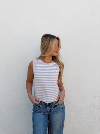 Lyla Striped Sleeveless Top - Lilac