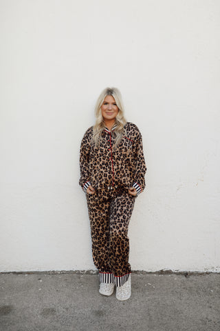 Leopard Satin Pajama Set