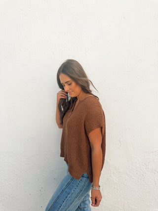 Jessa Sweater Top - Deep Camel