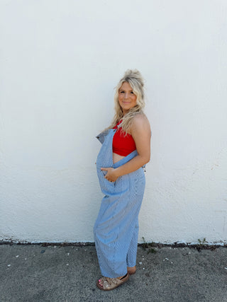Billy Stripe Overalls - Blue
