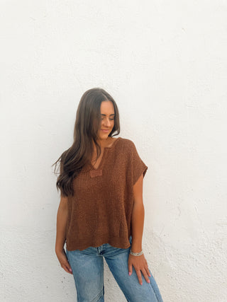 Jessa Sweater Top - Deep Camel