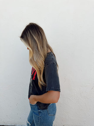 Cowboy Cropped Graphic Tee - Charcoal