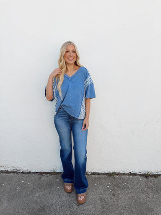 Elle Eyelet Top - Denim Blue