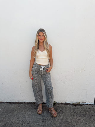 Josie Leopard Barrel Jeans